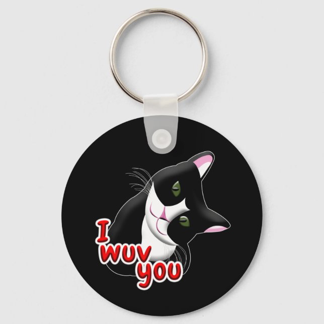 I wuv you Cat Key Ring (Front)
