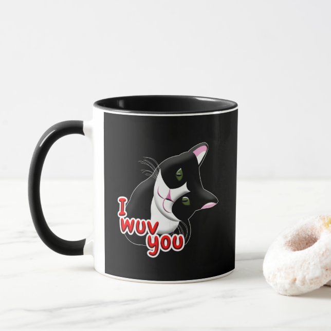 I wuv you Cat Mug (With Donut)