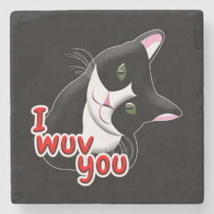 I wuv you Cat Stone Coaster