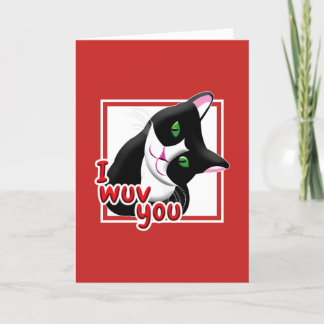 I Wuv You Valentine's Day Cat Holiday Card