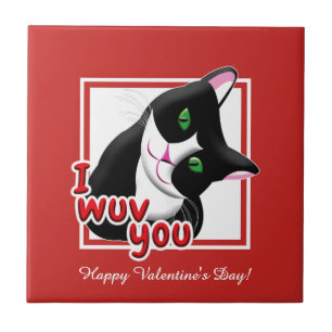 I Wuv You Valentines's Day Cat Tile
