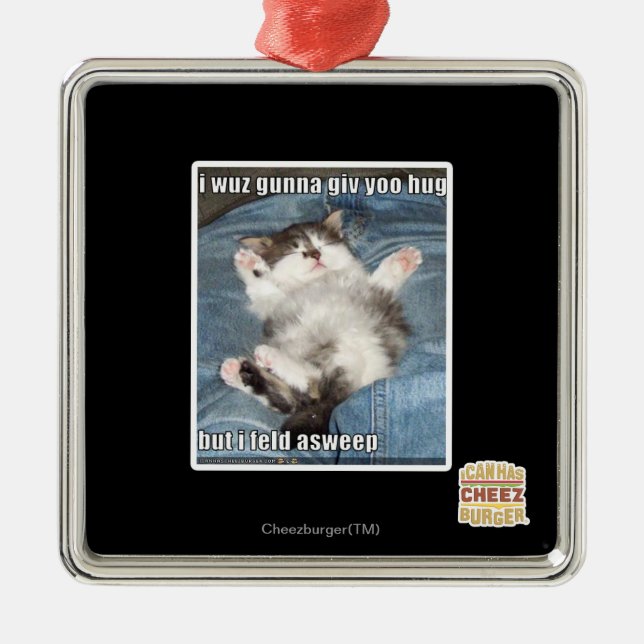 I wuz gunna giv yoo hug metal tree decoration (Front)