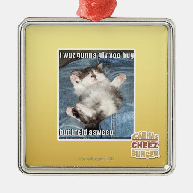 I wuz gunna giv yoo hug metal tree decoration (Front)