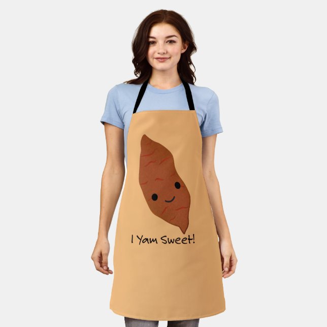 I Yam Sweet Cute kawaii Sweet Potato Apron (Worn)