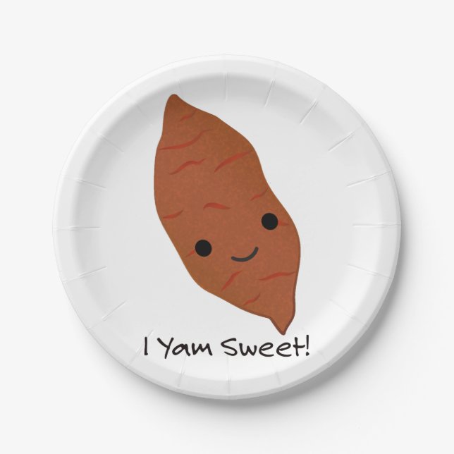 I Yam Sweet Cute kawaii Sweet Potato Paper Plate (Front)