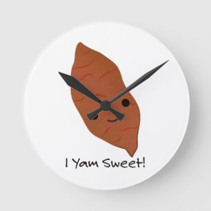 I Yam Sweet Cute kawaii Sweet Potato Round Clock