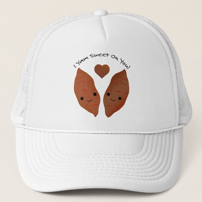 I Yam Sweet Cute Sweet Potato Trucker Hat (Front)