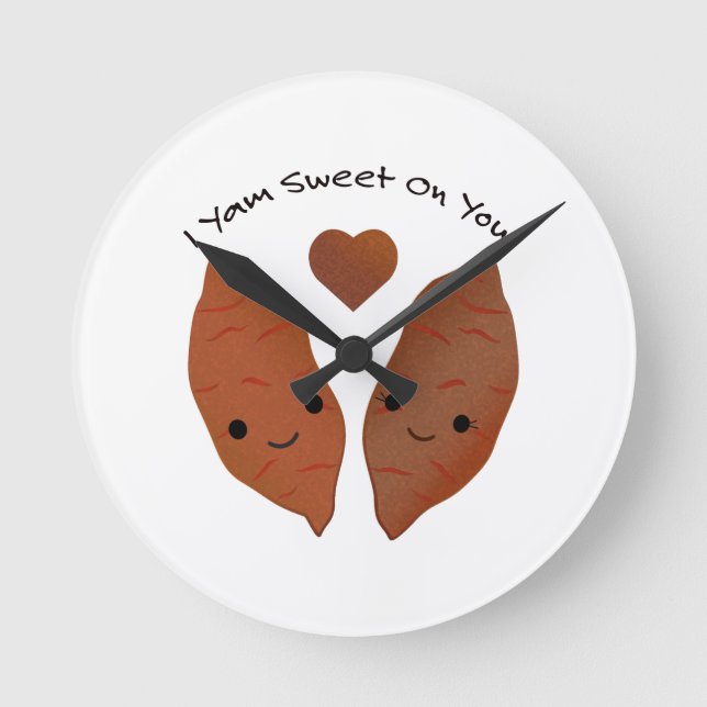 I Yam Sweet on You Sweet Potatoes Round Clock (Front)