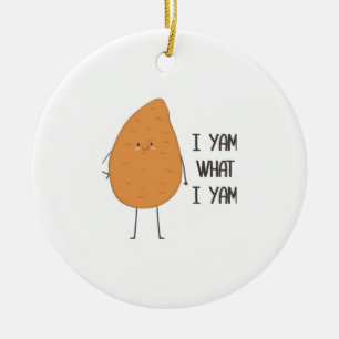 I Yam What I Yam! Awesome Yam Vegetable Pun Ceramic Tree Decoration