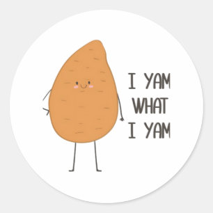 I Yam What I Yam! Awesome Yam Vegetable Pun Classic Round Sticker