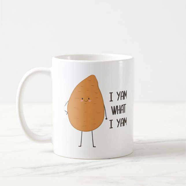 I Yam What I Yam! Awesome Yam Vegetable Pun Coffee Mug (Left)