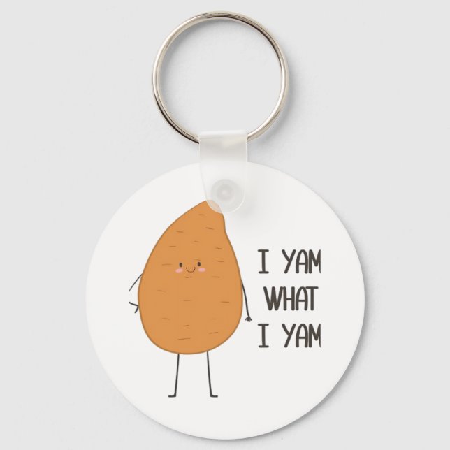 I Yam What I Yam! Awesome Yam Vegetable Pun Key Ring (Front)