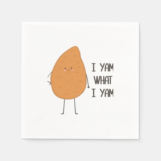 I Yam What I Yam! Awesome Yam Vegetable Pun Napkin (Front)