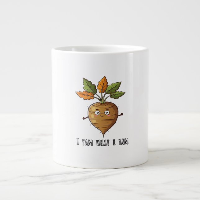 I Yam What I Yam Cute And Cosy Autumn Design Class Large Coffee Mug (Front)