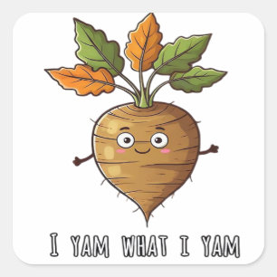 I Yam What I Yam Cute And Cosy Autumn Design Class Square Sticker