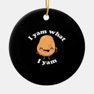 I Yam What I Yam, Cute Vegetarian Thanksgiving Pot Ceramic Tree Decoration