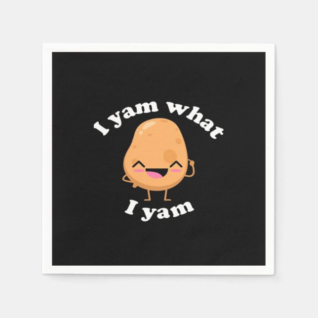 I Yam What I Yam, Cute Vegetarian Thanksgiving Pot Napkin (Front)