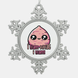 I Yam What I Yam! Cute Yam Pun Classic Snowflake Pewter Christmas Ornament