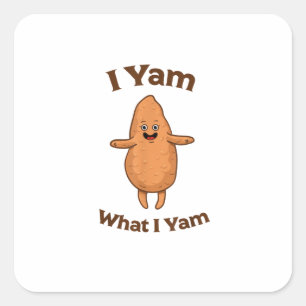 I Yam What I Yam Dancing Sweet Potato Festive Square Sticker