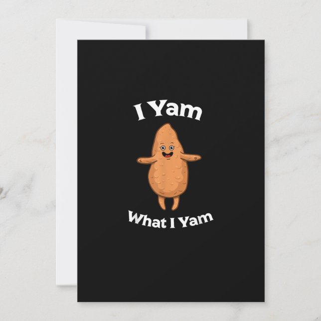 I Yam What I Yam - Dancing Sweet Potato Thanksgivi Holiday Card (Front)