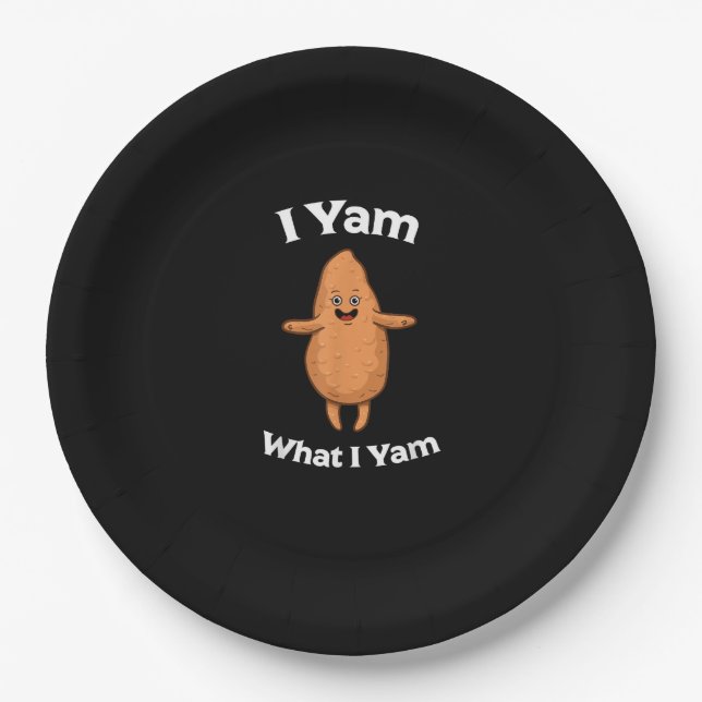 I Yam What I Yam - Dancing Sweet Potato Thanksgivi Paper Plate (Front)