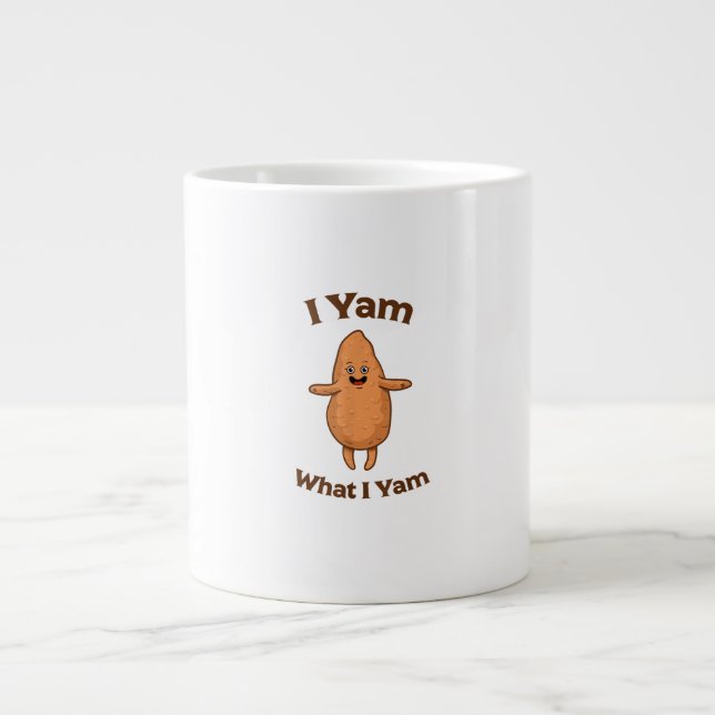 I Yam What I Yam Dancing Sweet Potato Thanksgiving Large Coffee Mug (Front)