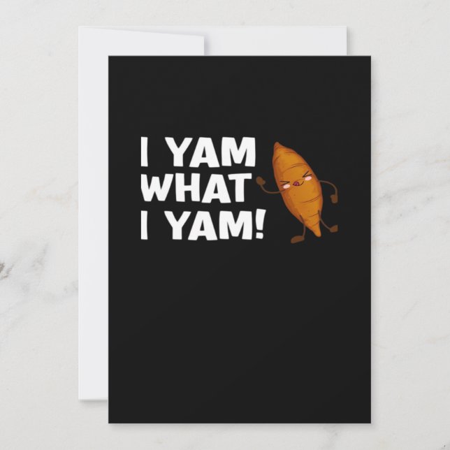 I Yam What I Yam Funny Food Lover Classic Holiday Card (Front)