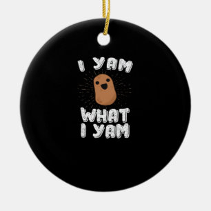 I Yam What I Yam Funny Potato Pun Thanksgiving Ceramic Tree Decoration