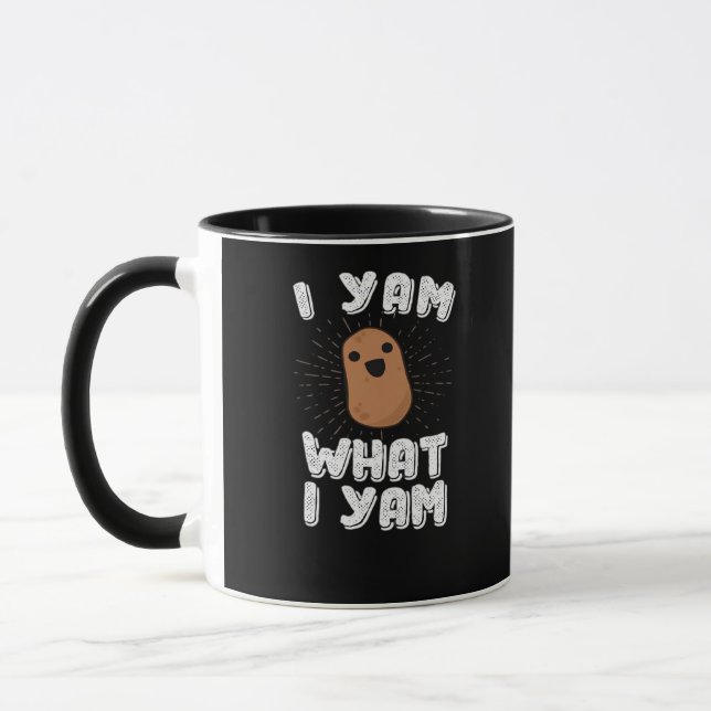 I Yam What I Yam Funny Potato Pun Thanksgiving Mug (Left)