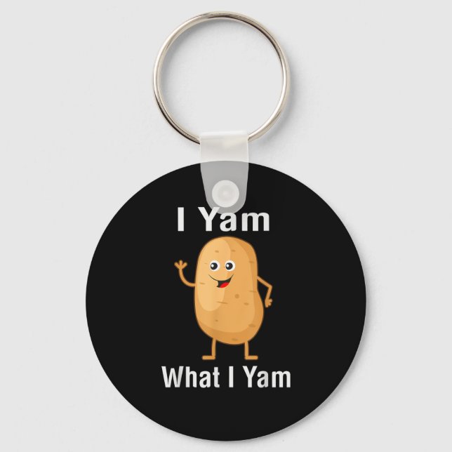 I Yam What I Yam Funny Thanksgiving Potato Pun Shi Key Ring (Front)