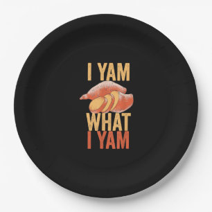 I Yam What I Yam Funny Thanksgiving Sweet Potato J Paper Plate
