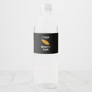 I Yam What I Yam Funny Thanksgiving Water Bottle Label