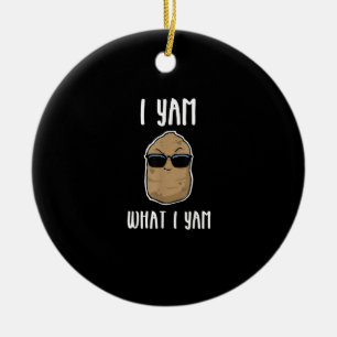I Yam What I Yam Funny Yam Sweetpotato Ceramic Tree Decoration