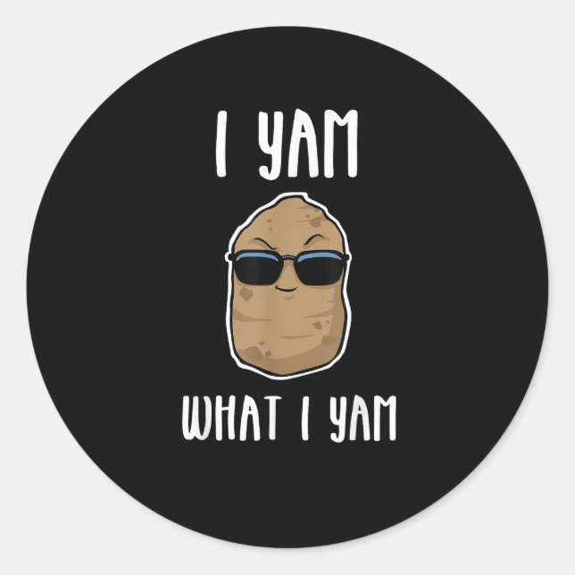 I Yam What I Yam Funny Yam Sweetpotato Classic Round Sticker (Front)