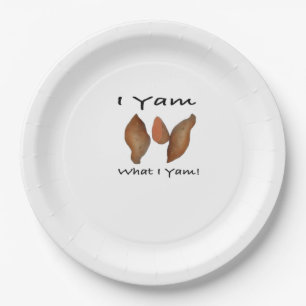 I Yam What I Yam, I Yam What I Yam, Comical, Cute, Paper Plate