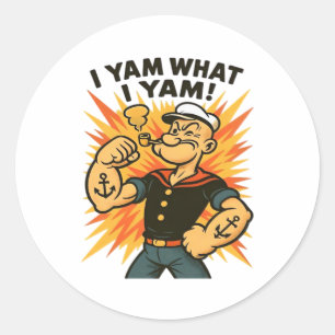 I Yam What I Yam Popeye Cartoon Quote Classic Classic Round Sticker