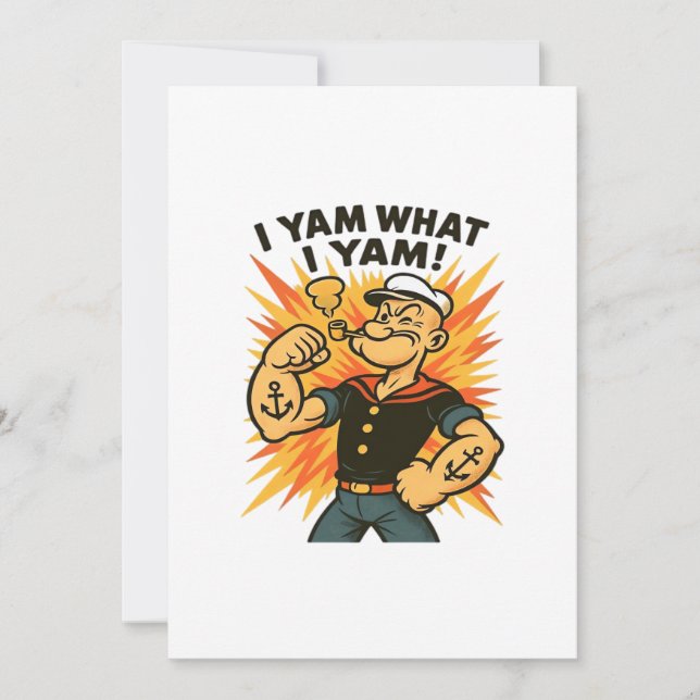 I Yam What I Yam Popeye Cartoon Quote Classic Holiday Card (Front)