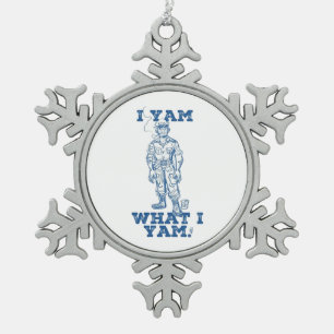 I Yam What I Yam. Sketch Design Snowflake Pewter Christmas Ornament