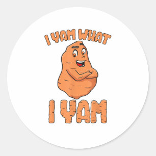 I Yam What I Yam Sweet Potato Funny Thanksgiving Classic Round Sticker