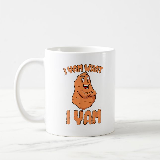 I Yam What I Yam Sweet Potato Funny Thanksgiving Coffee Mug (Left)