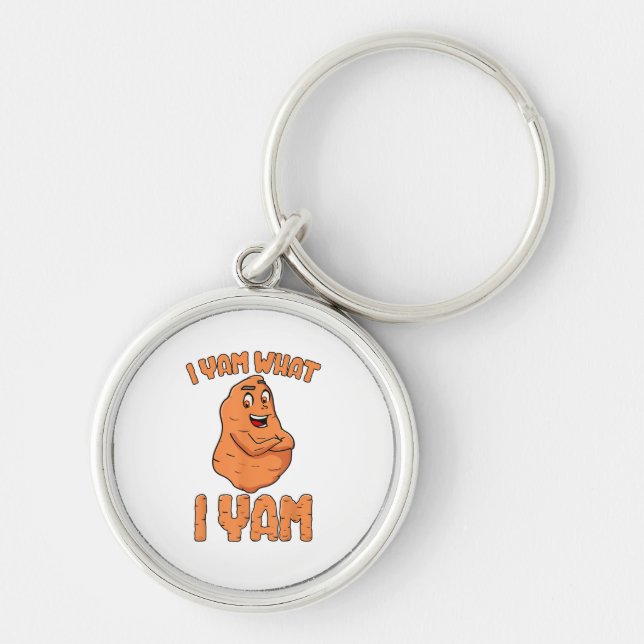 I Yam What I Yam Sweet Potato Funny Thanksgiving Key Ring (Front)