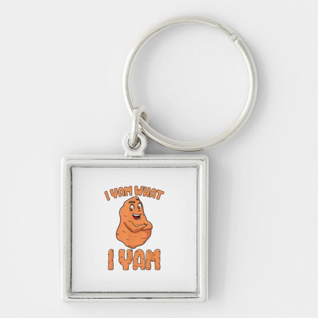 I Yam What I Yam Sweet Potato Funny Thanksgiving Key Ring (Front)