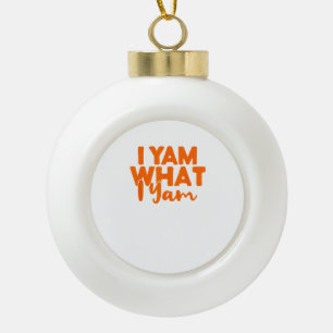 I Yam What I Yam Sweet Potato Thanksgiving Couple  Ceramic Ball Christmas Ornament
