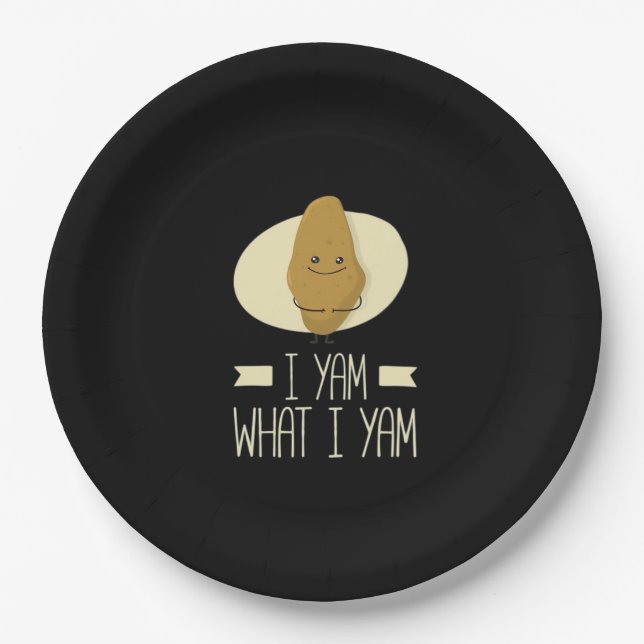 I Yam What I Yam - Sweet Potato Thanksgiving Paper Plate (Front)