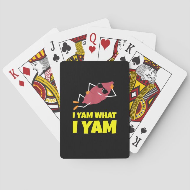 I Yam What I Yam Sweet Potato Thanksgiving Sloth D Playing Cards (Back)