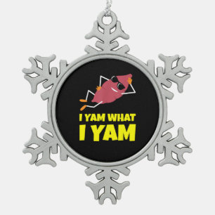 I Yam What I Yam Sweet Potato Thanksgiving Sloth D Snowflake Pewter Christmas Ornament