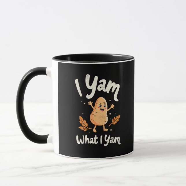 I Yam What I Yam Sweet Potatoes Thanksgiving Famil Mug (Left)