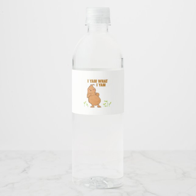 I Yam What I Yam Trendy Basic Water Bottle Label (Front)