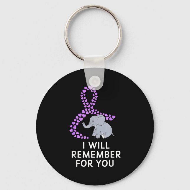 I You Will Remember Elephant Hearts Purple Key Ring (Front)