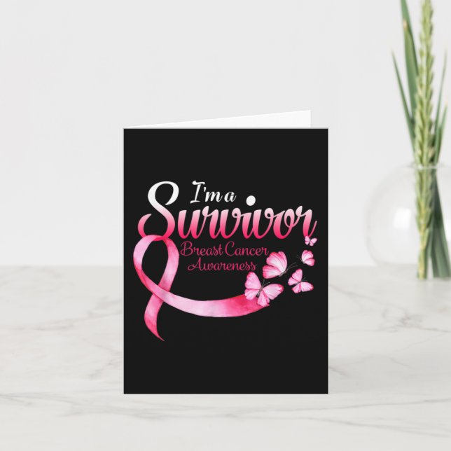 I'am Survivor Breast Cancer Awareness With Pink Ri Card (Front)